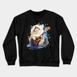 Ragdoll Cat Playing Guitar Crewneck Sweatshirt